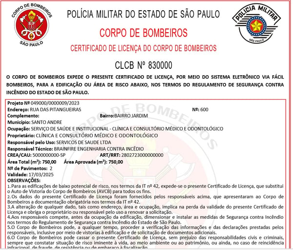 CLCB - certificar que um espaço corre baixo risco de incêndio